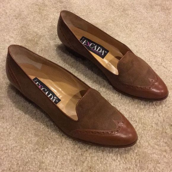 Escada Shoes - Escada Brown Leather Italian Flats Sz 38 US 7